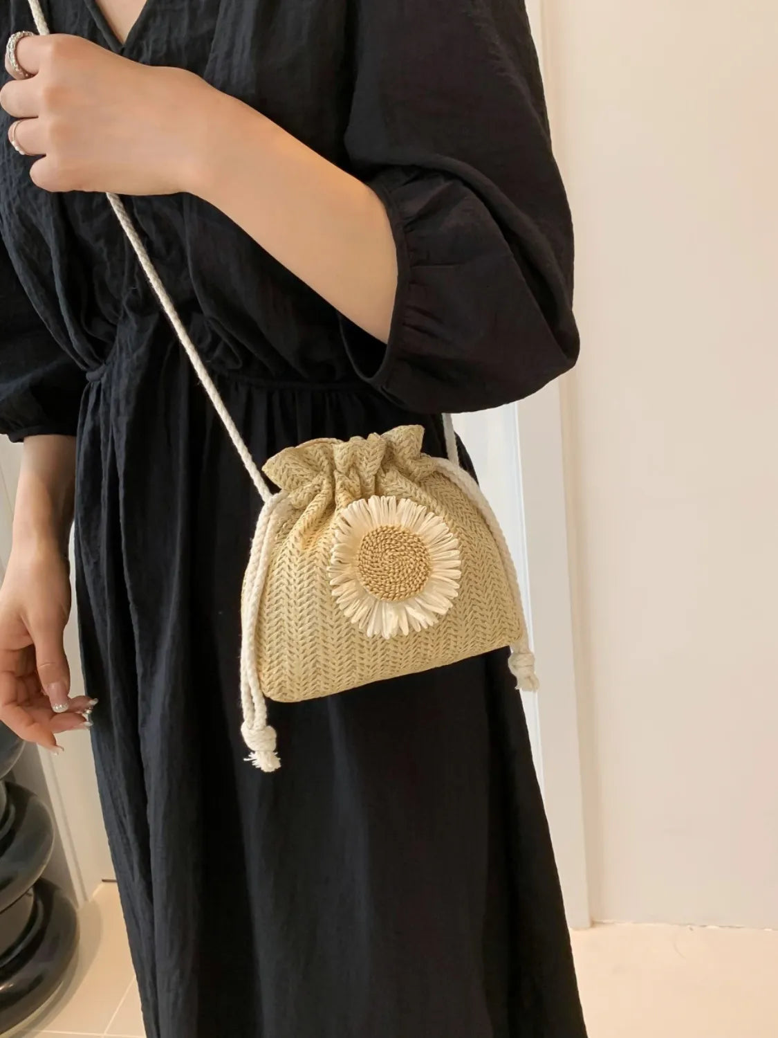 Sunflower Drawstring Bucket Bag - Premium Crossbody Bag from Trendsi - Just $11.02! Shop now at Craftklart.store