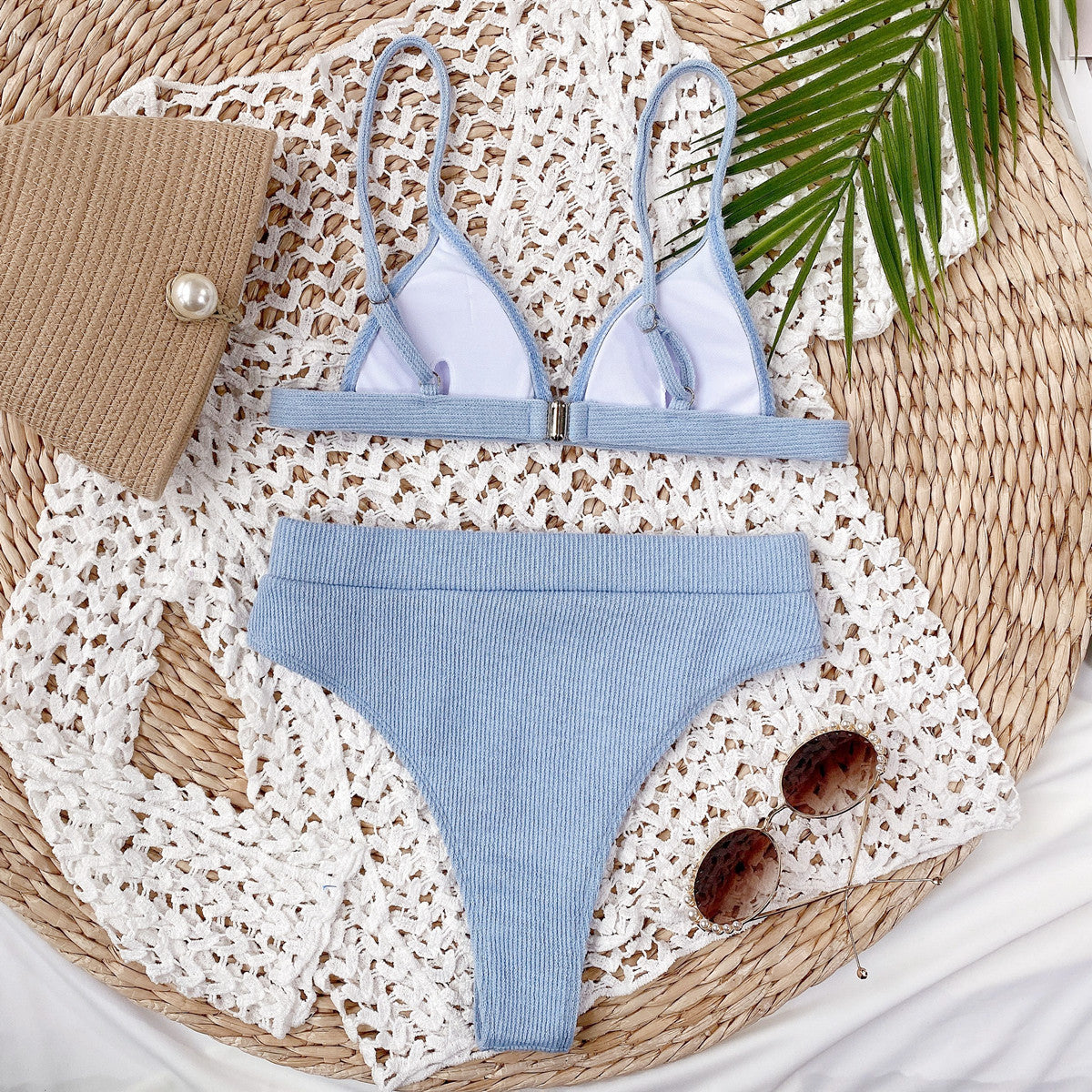 Spaghetti Strap Ribbed Bikini Set - Premium Swimwear from Trendsi - Just $17.89! Shop now at Craftklart.store