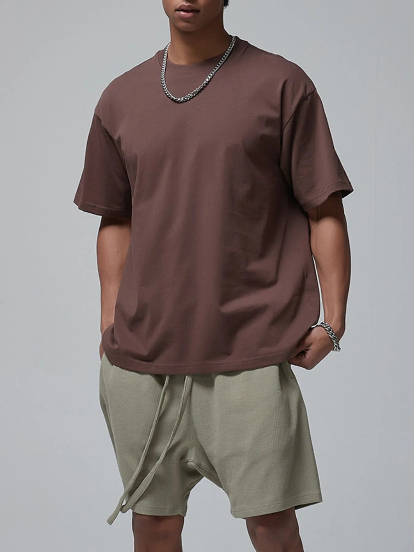 Men's Oversized Casual Round Neck T-Shirt - Premium T-Shirt from Trendsi - Just $23.19! Shop now at Craftklart.store