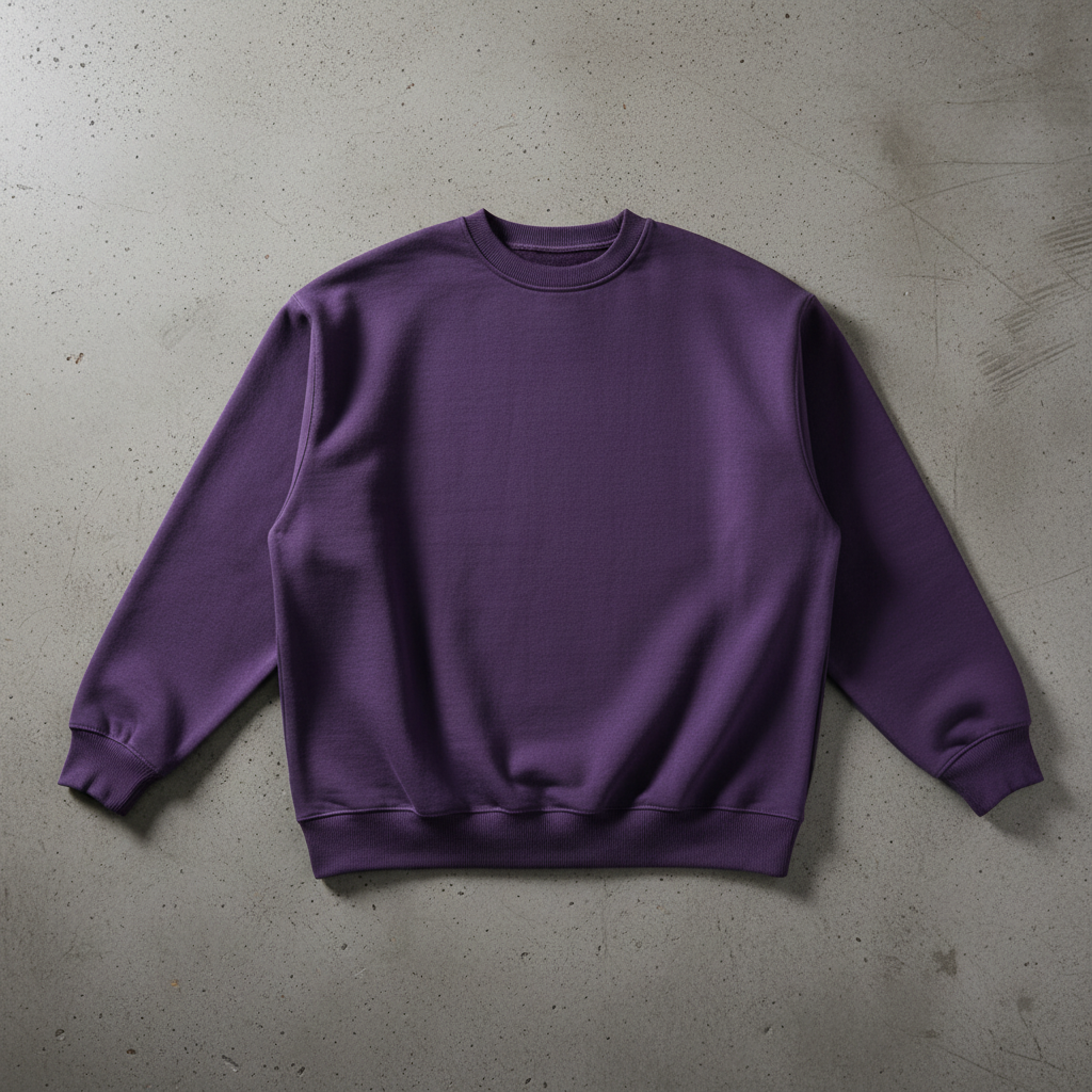 Oversized Crewneck Taped Sweatshirt — Purple