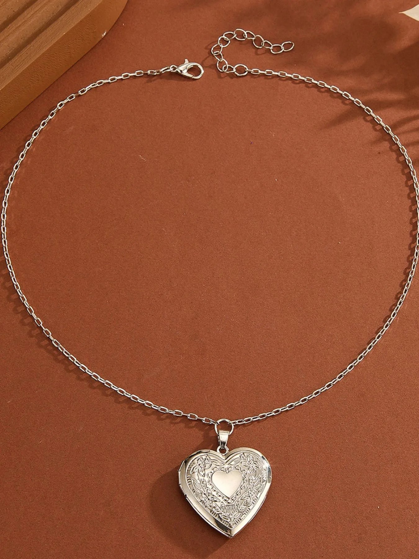 Stainless Steel Heart Locket Pendant Necklace - Premium  from Trendsi - Just $6.69! Shop now at Craftklart.store