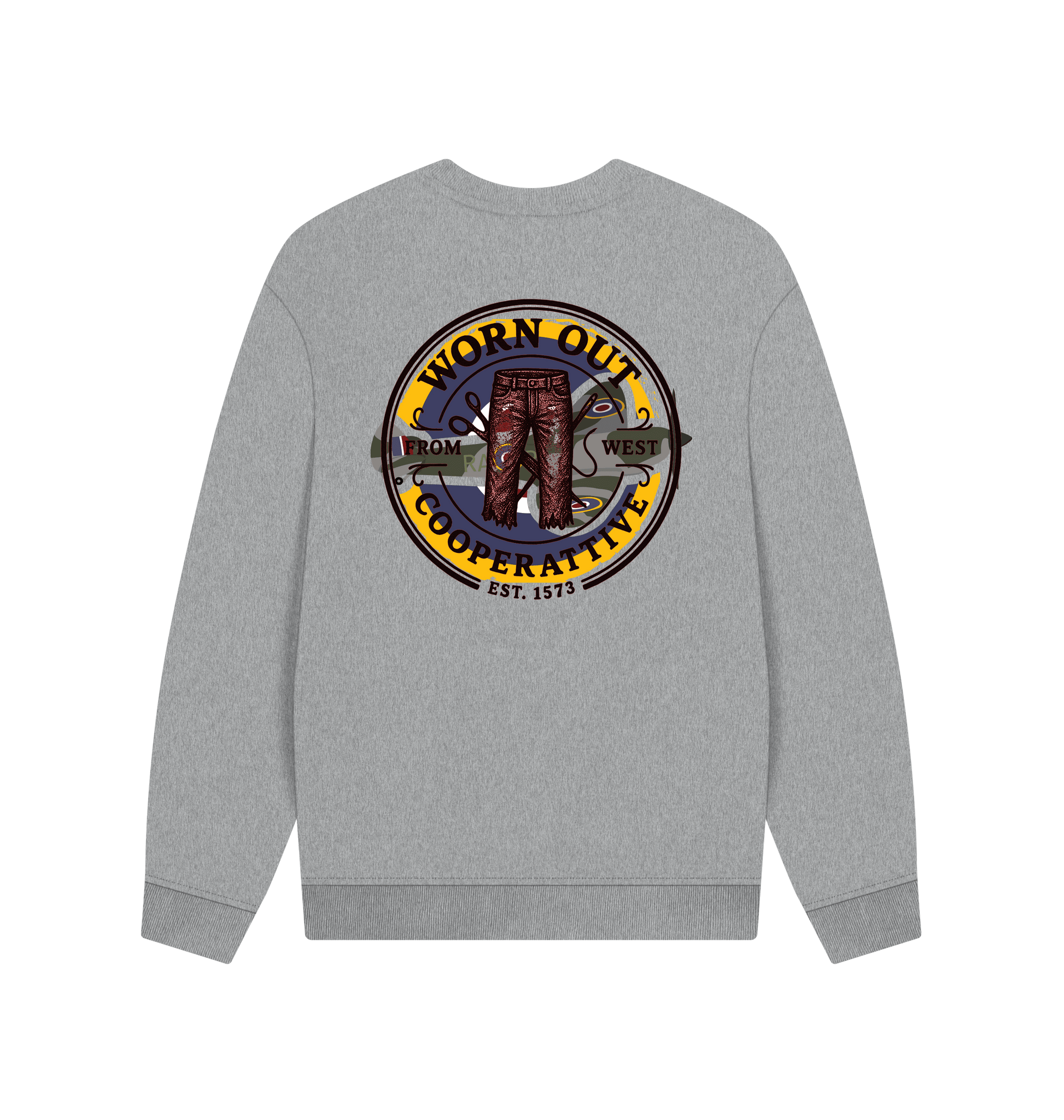 Athletic Grey Printed Sweater Back