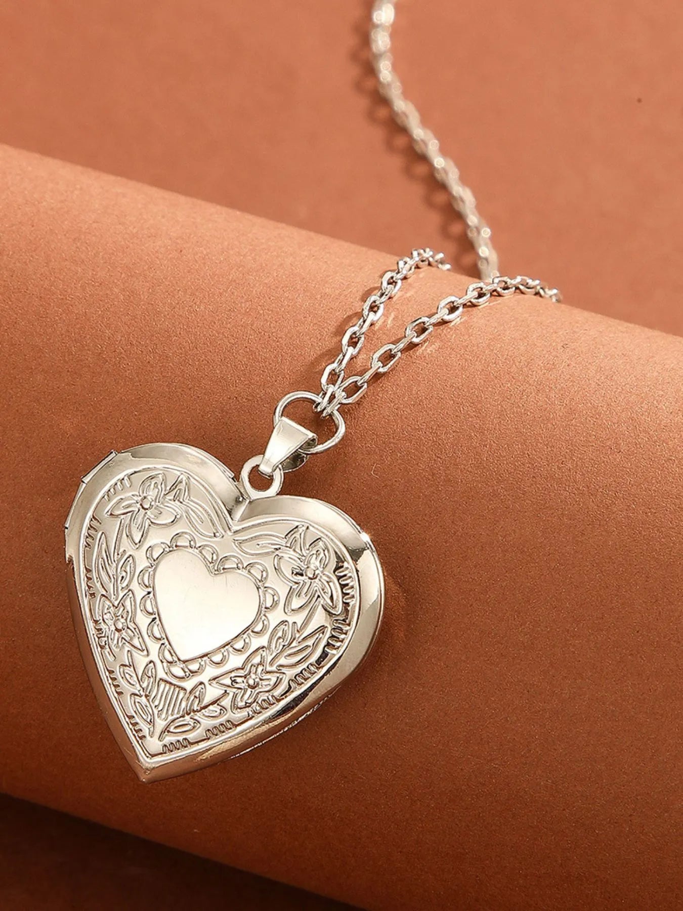 Stainless Steel Heart Locket Pendant Necklace - Premium  from Trendsi - Just $6.69! Shop now at Craftklart.store
