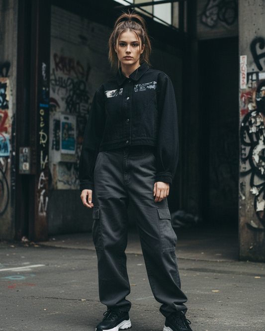 Crop Denim Jacket — Women's Slim-Fit Streetwear Essential