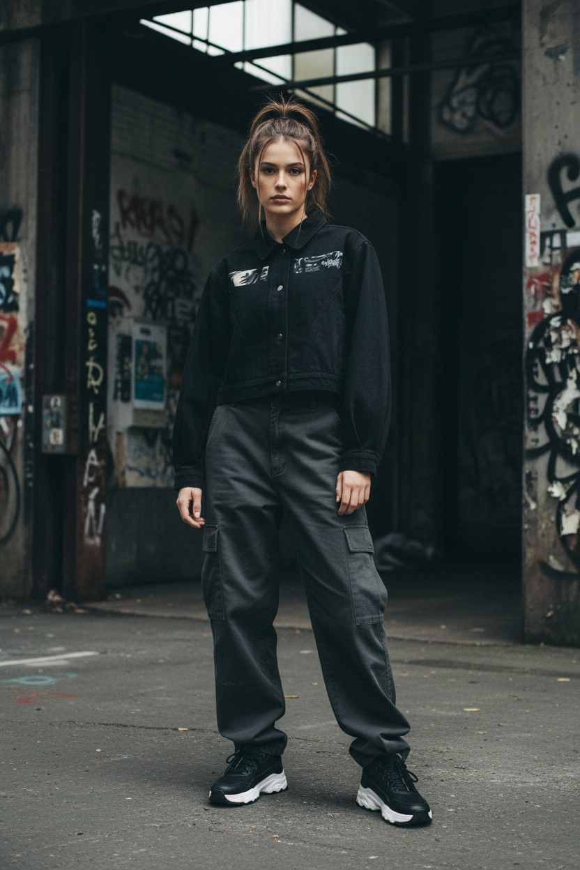 Crop Denim Jacket — Women's Slim-Fit Streetwear Essential
