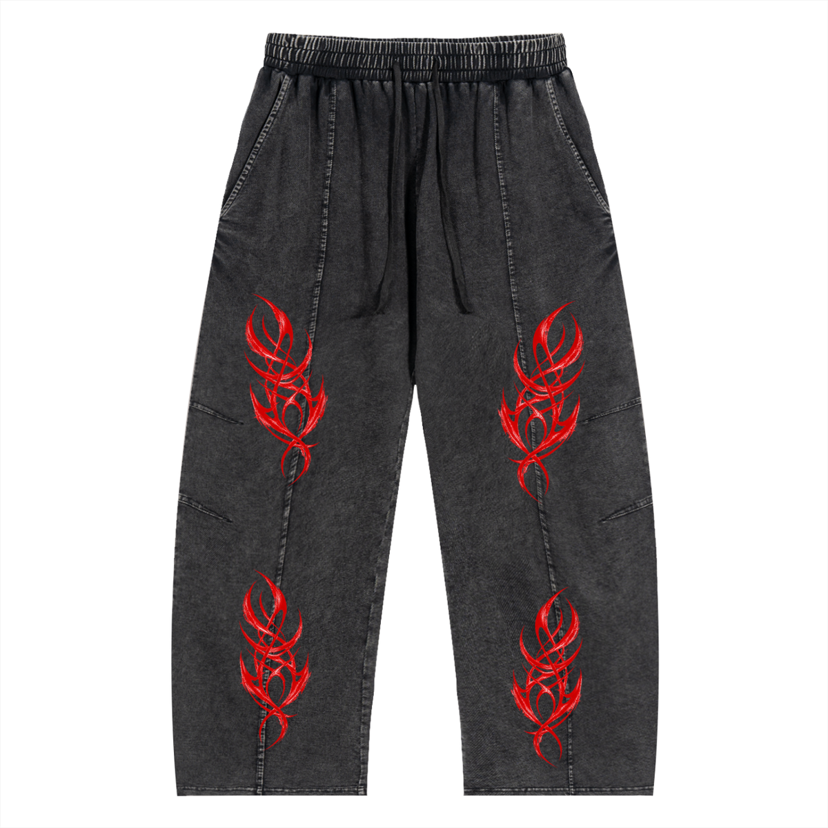 Snow Wash Drawstring Cotton Pants