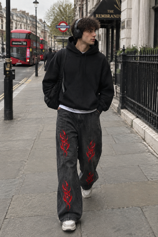 Snow Wash Drawstring Cotton Pants