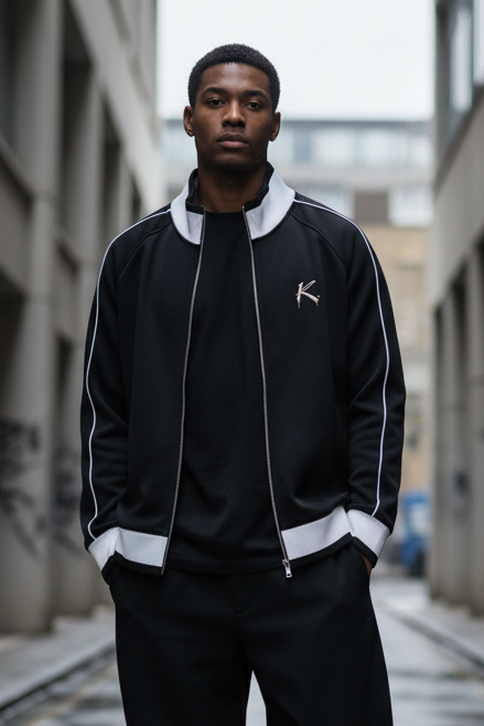 Shadow Styled Raglan Zip Track Jacket — Black