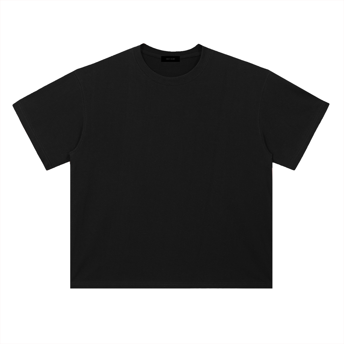 Craftklart heavyweight black cotton t-shirt with a loose fit, dropped shoulders, and a classic round neckline.