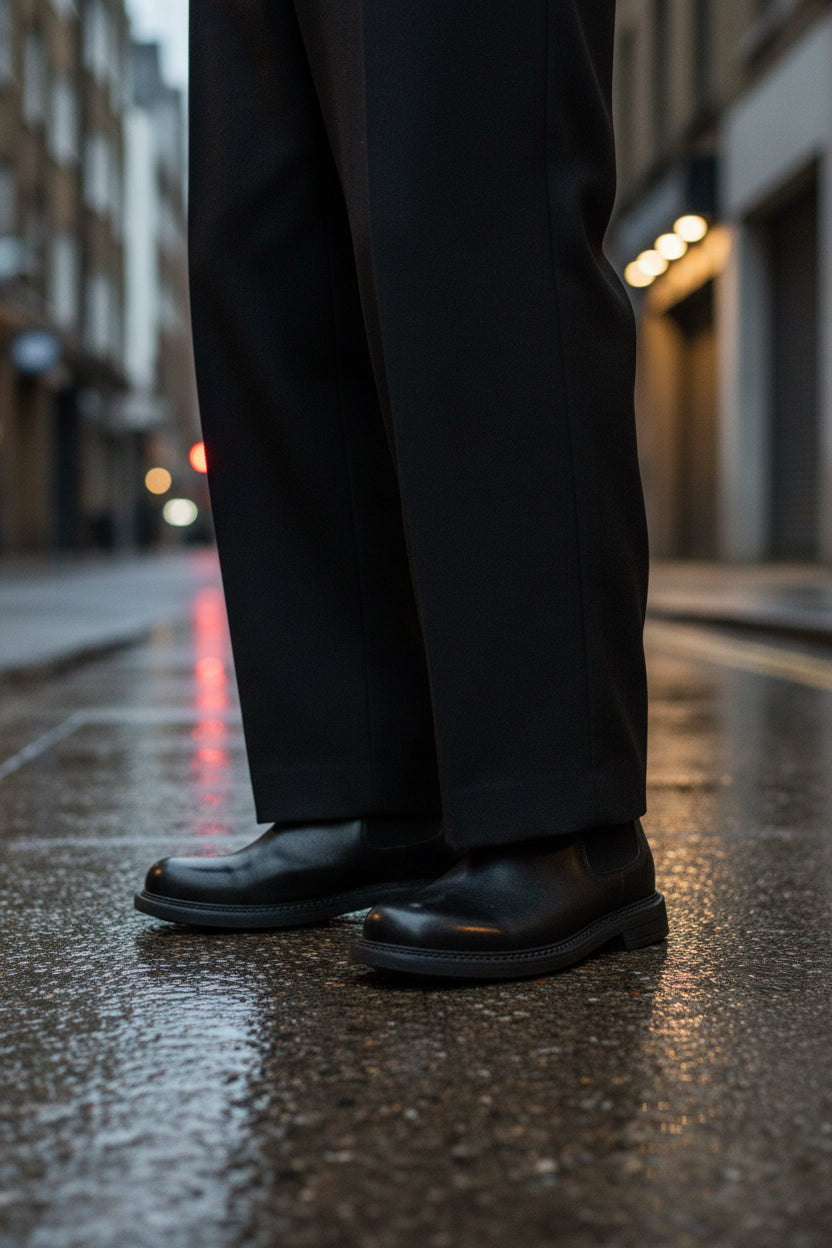 Brown men's genuine leather Chelsea boots by Craftklart, featuring sleek design and elastic side panels.