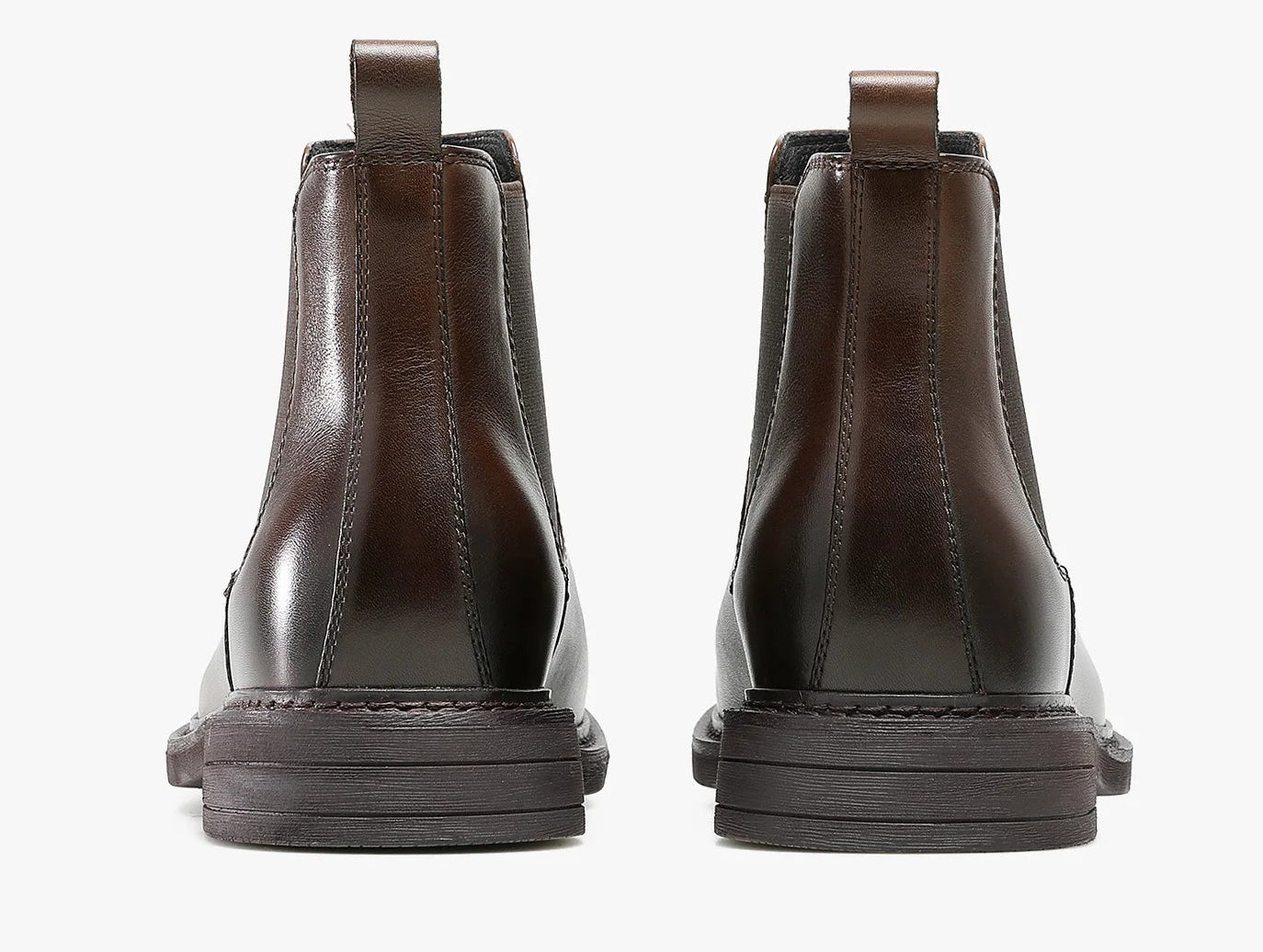 Men's brown genuine leather Chelsea boots by Craftklart with elastic side panels and rounded toe, stylish and durable footwear.