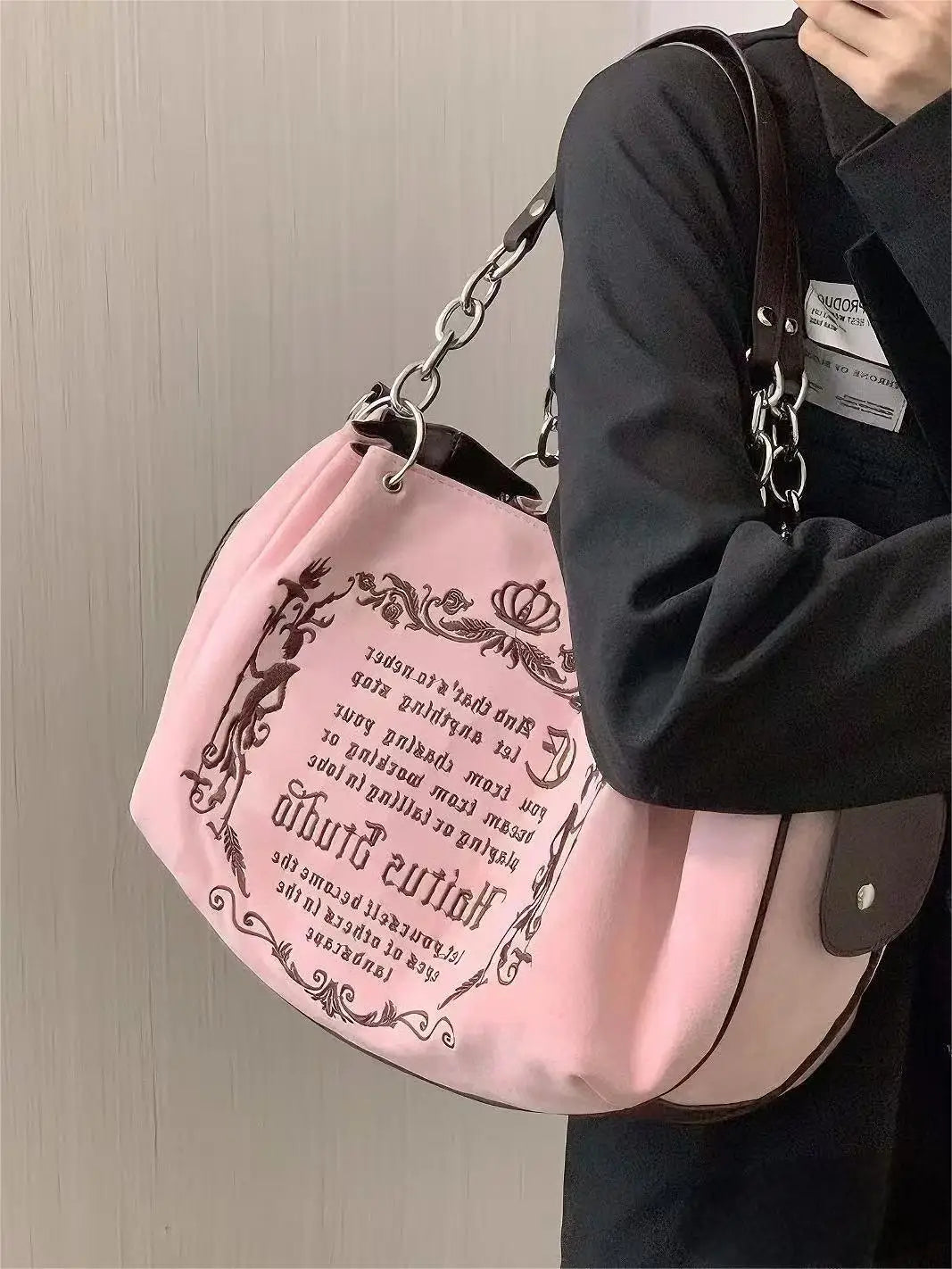 Women's Y2K Vintage Letter Tote Bag – Harajuku Suede Crossbody Shoulder Bag | Minimalist Streetwear | Craftklart