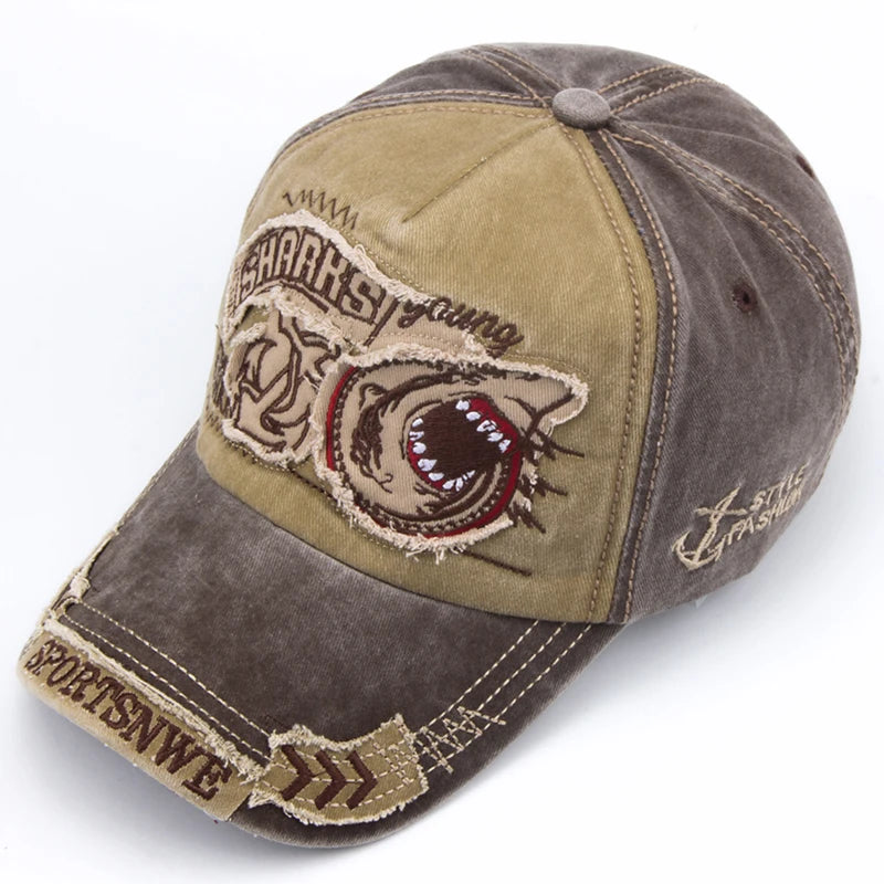 Men's burgundy cotton baseball cap with adjustable strap and shark embroidery, stylish fashion accessory from Craftklart.