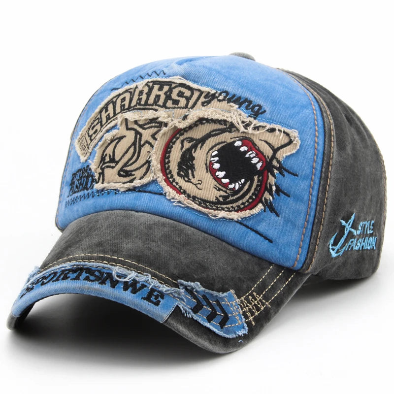 Men's burgundy cotton baseball cap with adjustable strap and shark embroidery, stylish fashion accessory by Craftklart Dropship.