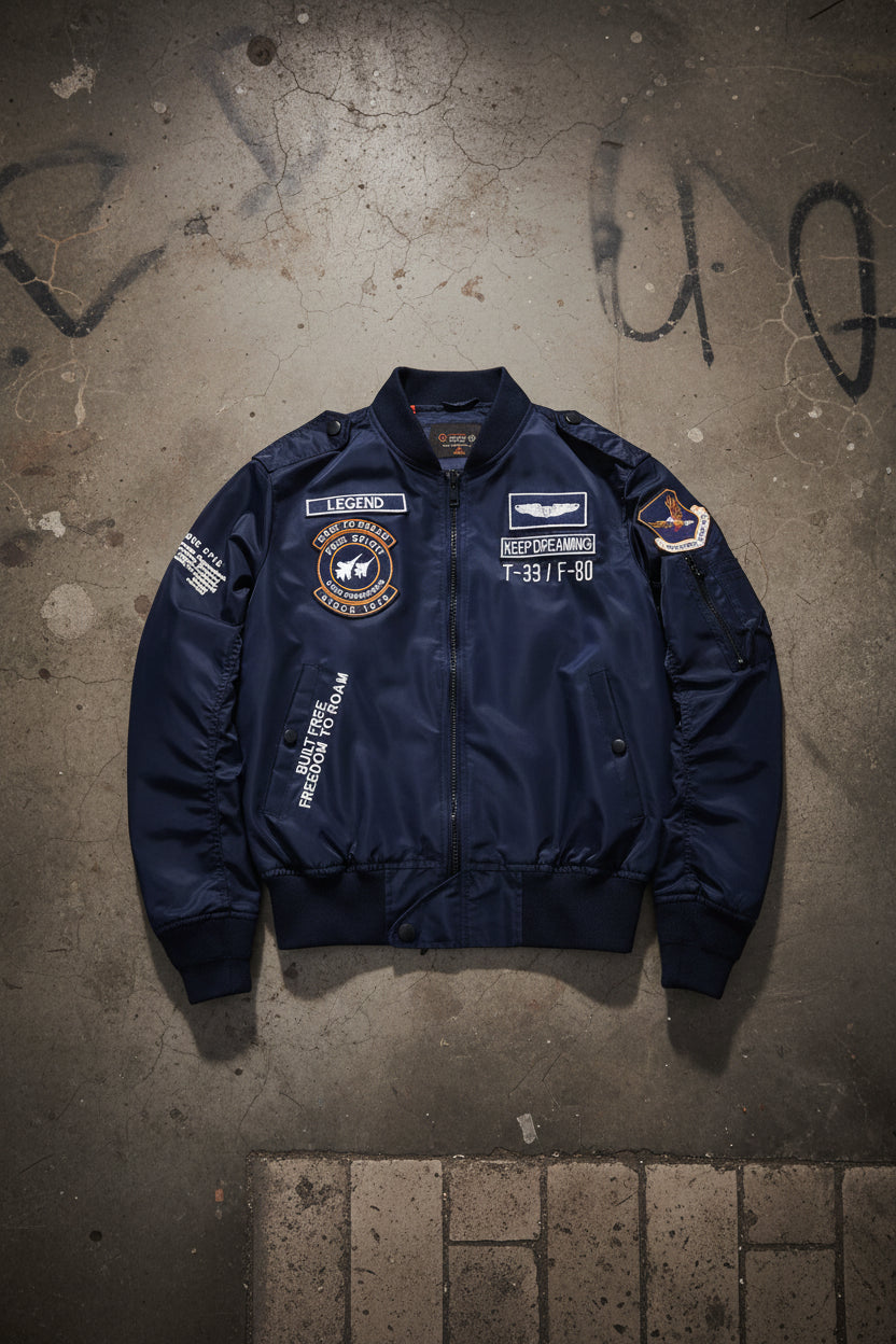 Men's green tactical MA-1 flight bomber jacket with spring design by Craftklart Dropship, featuring military-style details and a fitted cut.