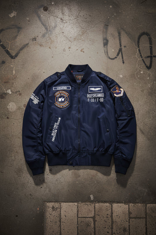 Men's green tactical MA-1 flight bomber jacket with spring design by Craftklart Dropship, featuring military-style details and a fitted cut.