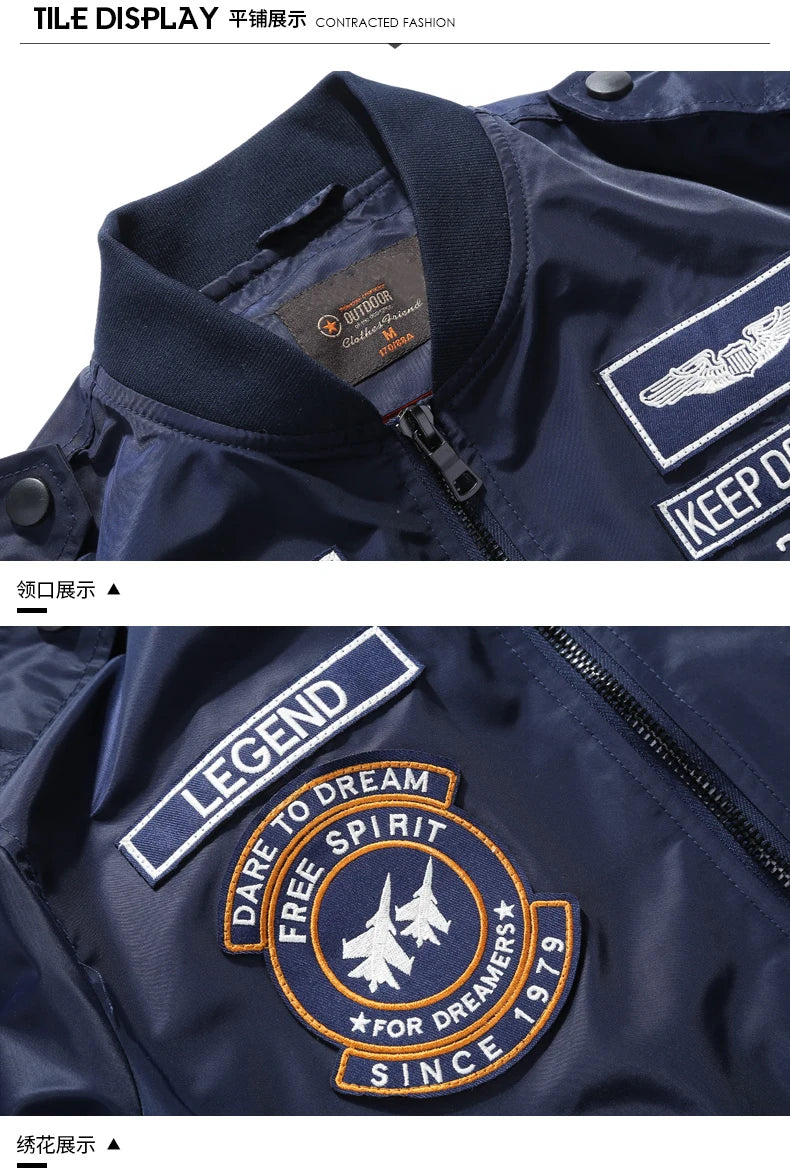 Men's green tactical MA-1 flight bomber jacket by Craftklart Dropship, featuring a spring military-inspired design and functional details.