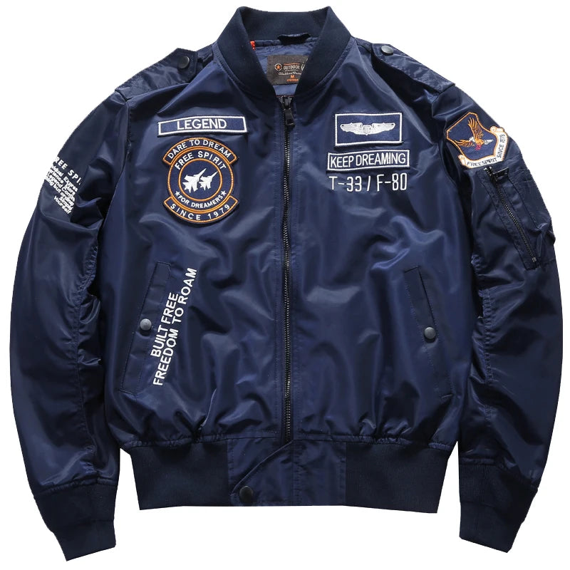 Men's green tactical MA-1 flight bomber jacket from Craftklart Dropship, featuring a classic spring military-style design.