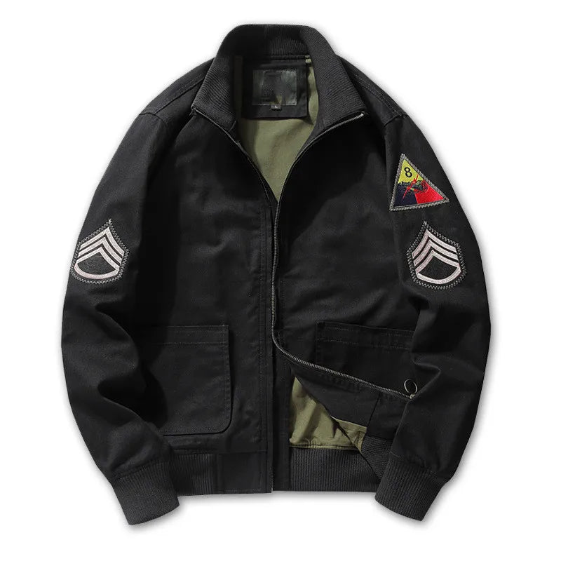 Men's khaki military cotton pilot bomber jacket with cargo pockets, crafted by Craftklart Dropship, in 5XL size.