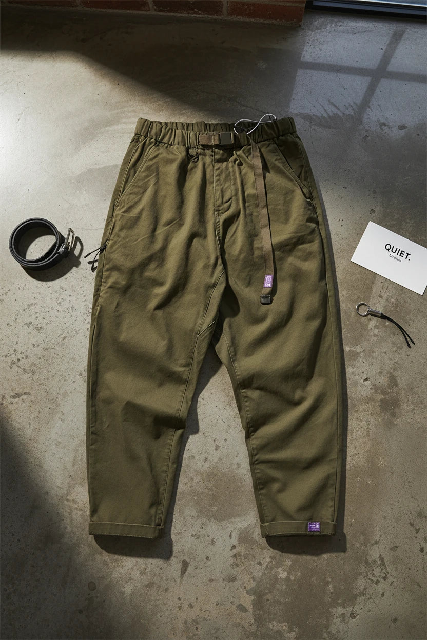 Men's gray baggy tapered cotton cargo streetwear pants featuring multiple pockets and relaxed fit, by Craftklart Dropship.