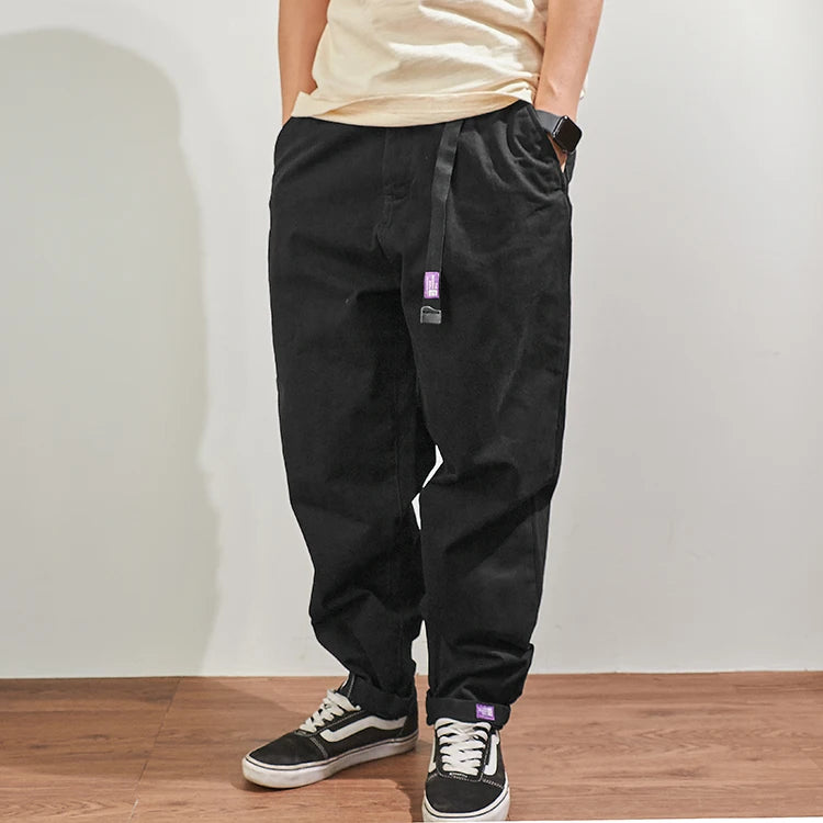 Gray men's cargo pants by Craftklart Dropship featuring a baggy tapered fit and streetwear style in durable cotton fabric.