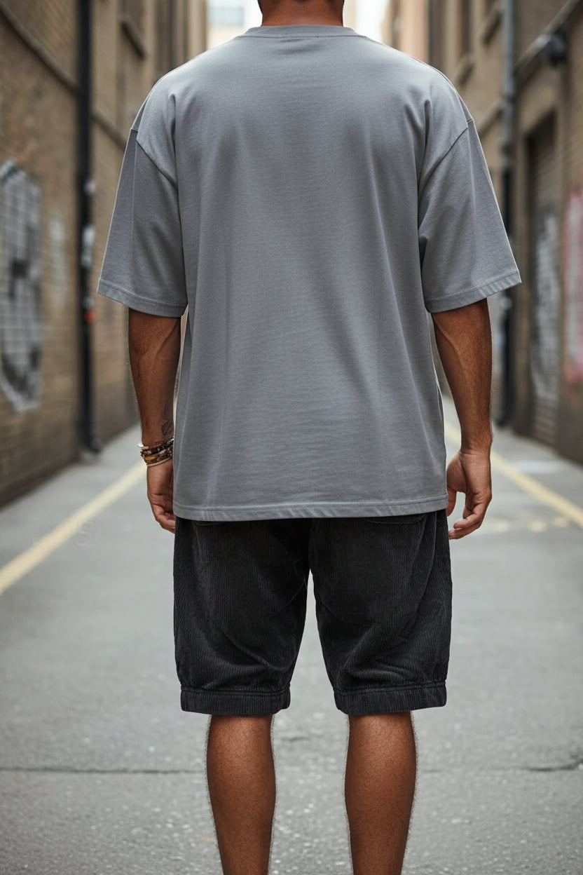 Men's loose casual cargo shorts in textured corduroy, solid coffee color, by Craftklart Dropship, shown on a model.