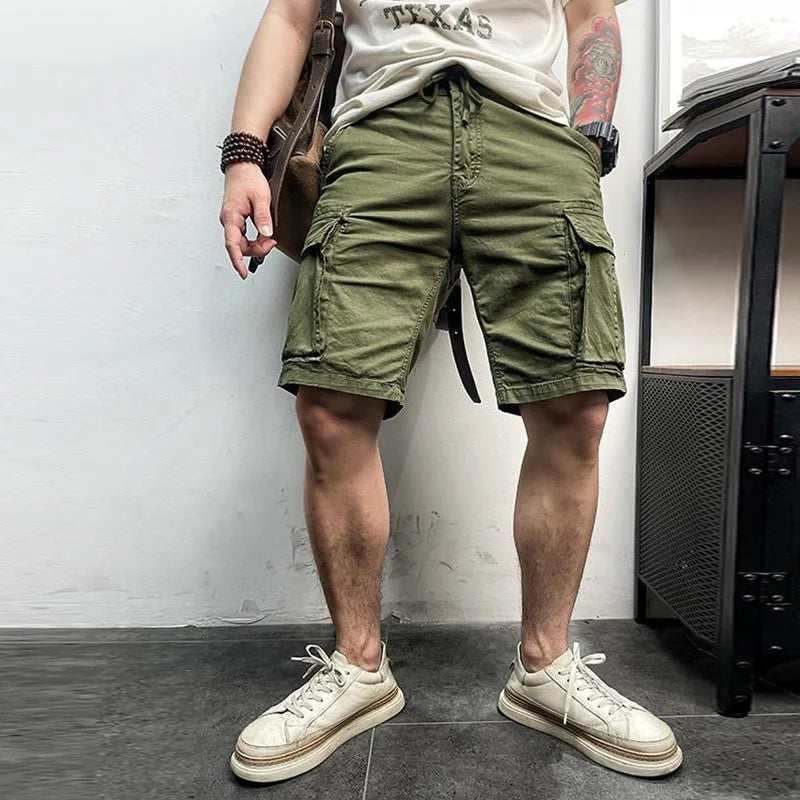 Men's khaki cargo shorts by Craftklart Dropship, quick dry, breathable cotton jogger shorts with multiple pockets for casual wear.
