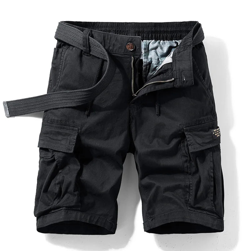 Men’s khaki cotton cargo shorts by Craftklart Dropship with multiple pockets, quick-dry, breathable jogger style for casual wear.