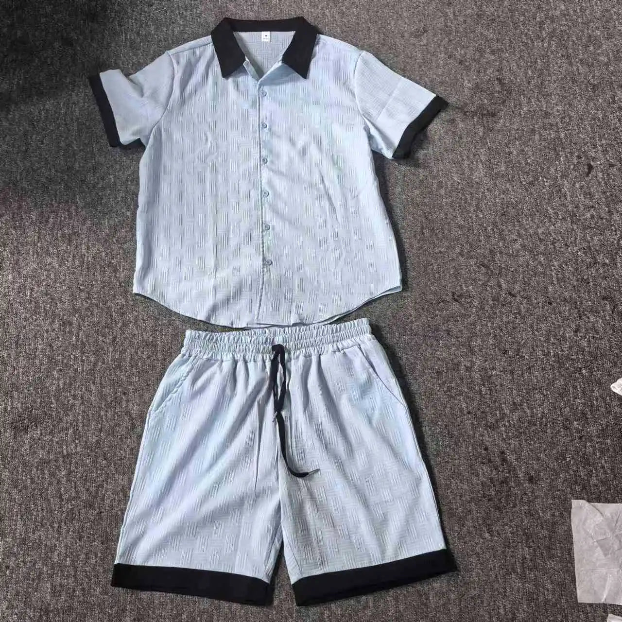 Men's black cotton-linen co-ord set with shirt and shorts, crafted by Craftklart Dropship, styled for casual comfort.