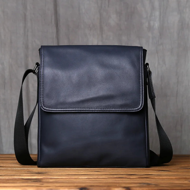 Black urban leather crossbody shoulder bag for men by Craftklart Dropship, featuring a sleek design and adjustable strap.