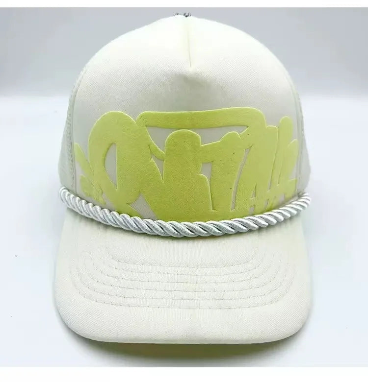 Urban streetwear foam letter embroidery wide brim hat by Craftklart Dropship, featuring breathable fabric and stylish design.