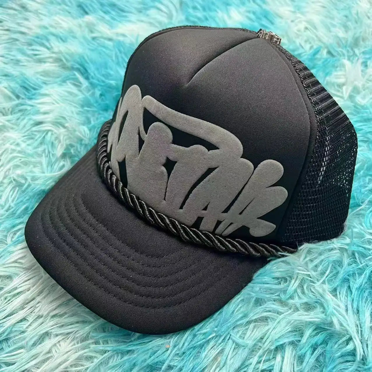 Urban streetwear foam letter embroidery wide brim cap by Craftklart Dropship, featuring breathable fabric and stylish design.