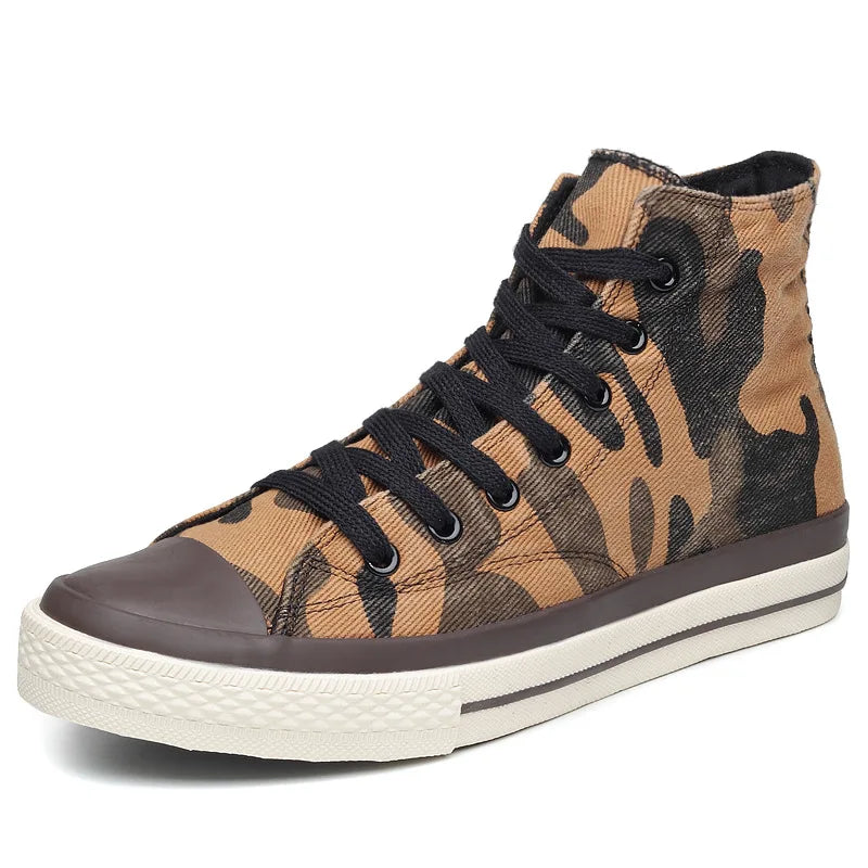 Korean Camouflage High Top Canvas Sneakers – Men's Casual Board Shoes | Minimalist Streetwear | Craftklart