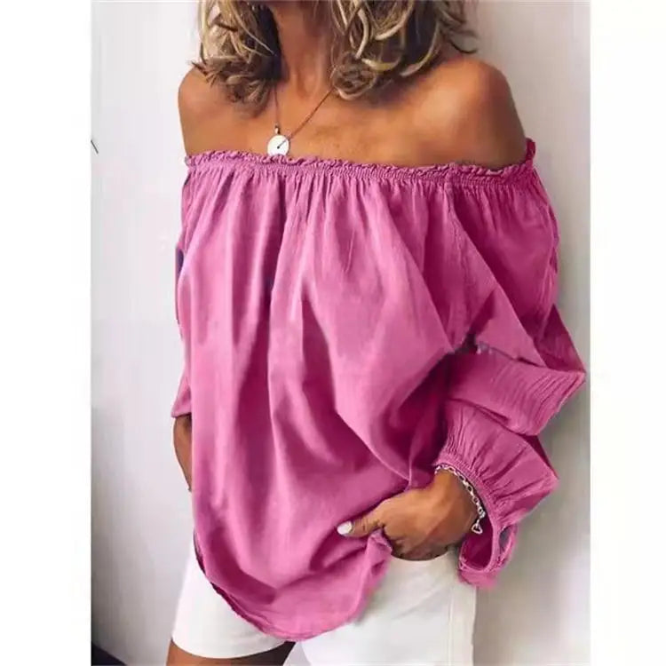 Women's Off-Shoulder Long Sleeve Blouse – Loose Casual Pullover Top | 8 Colours | Minimalist Streetwear | Craftklart