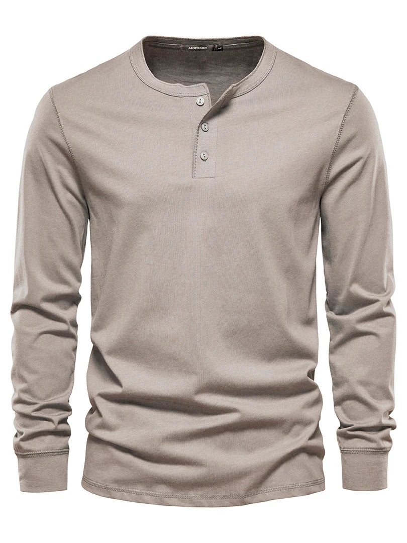 Men's Henley Collar Long Sleeve T-Shirt – 100% Cotton | Minimalist Streetwear | Craftklart