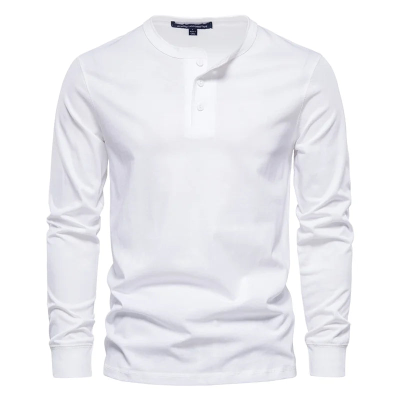 Men's Henley Collar Long Sleeve T-Shirt – 100% Cotton | Minimalist Streetwear | Craftklart