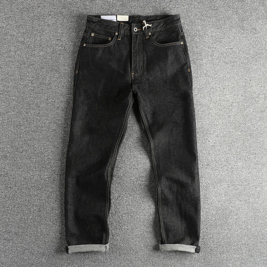Heavy May Khaki vintage black jeans by Craftklart Dropship, showing classic denim pants with a rugged, worn-in look and sturdy fabric.