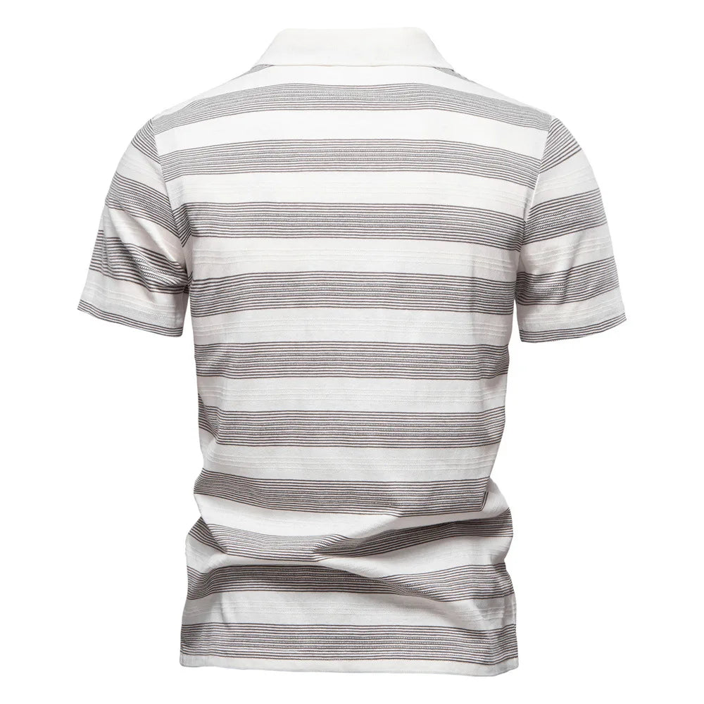Army green men's cotton polo shirt by Craftklart Dropship, casual urban style, with a classic collar and short sleeves.