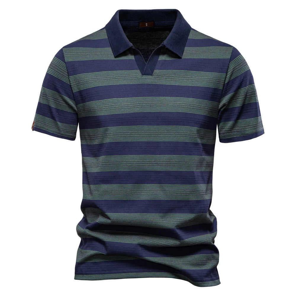 Urban casual men's cotton polo shirt in army green by Craftklart Dropship, featuring a classic polo collar and short sleeves.
