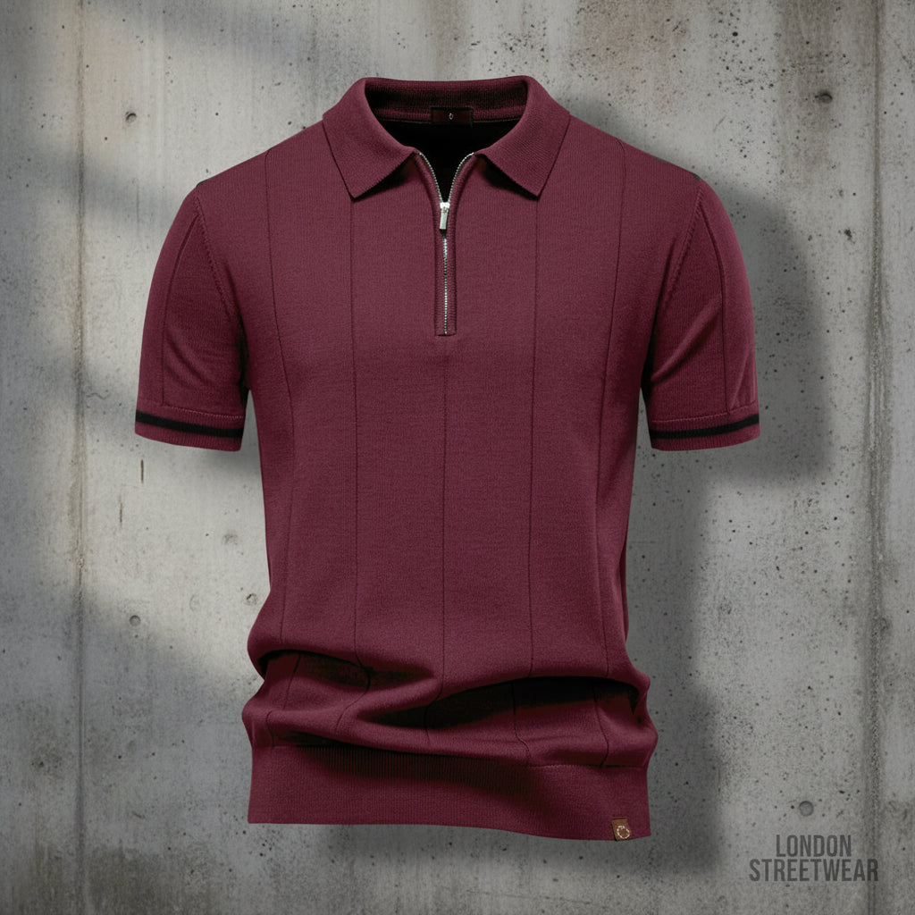 Craftklart breathable men's polo shirt in light green, slim fit, casual sport style with zipper, ideal for everyday wear.