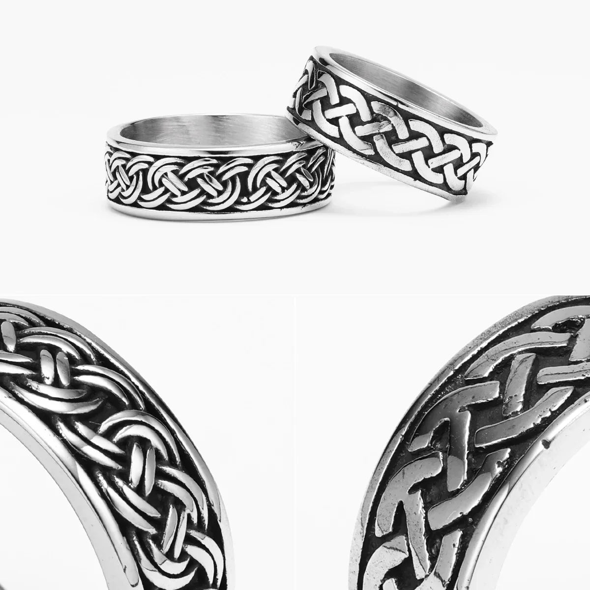 Men's stainless steel Viking styled ring with Celtic knot design, simple aesthetic, crafted by Craftklart Dropship.
