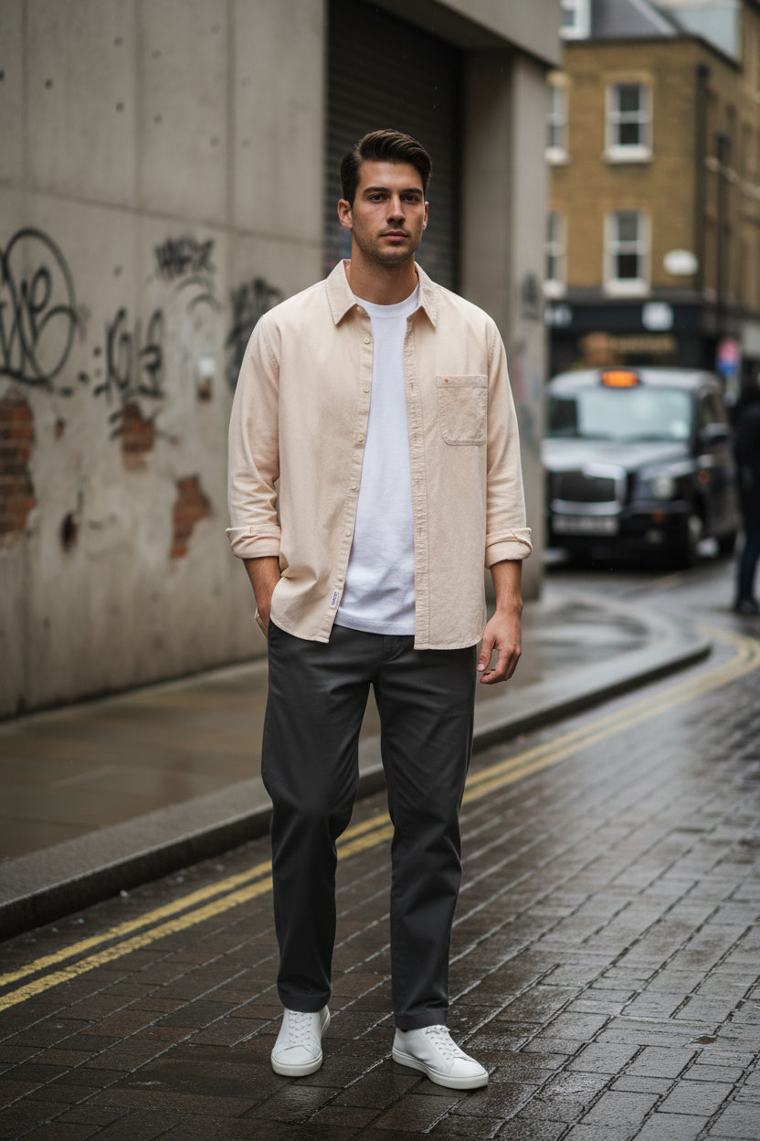 Men's 100% Cotton Long-Sleeve Casual Shirt – Japanese Loose Fit | 8 Colours | Minimalist Streetwear | Craftklart