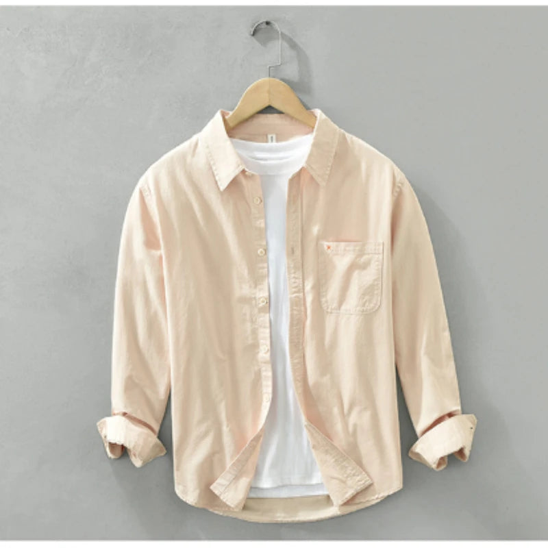 Men's 100% Cotton Long-Sleeve Casual Shirt – Japanese Loose Fit | 8 Colours | Minimalist Streetwear | Craftklart