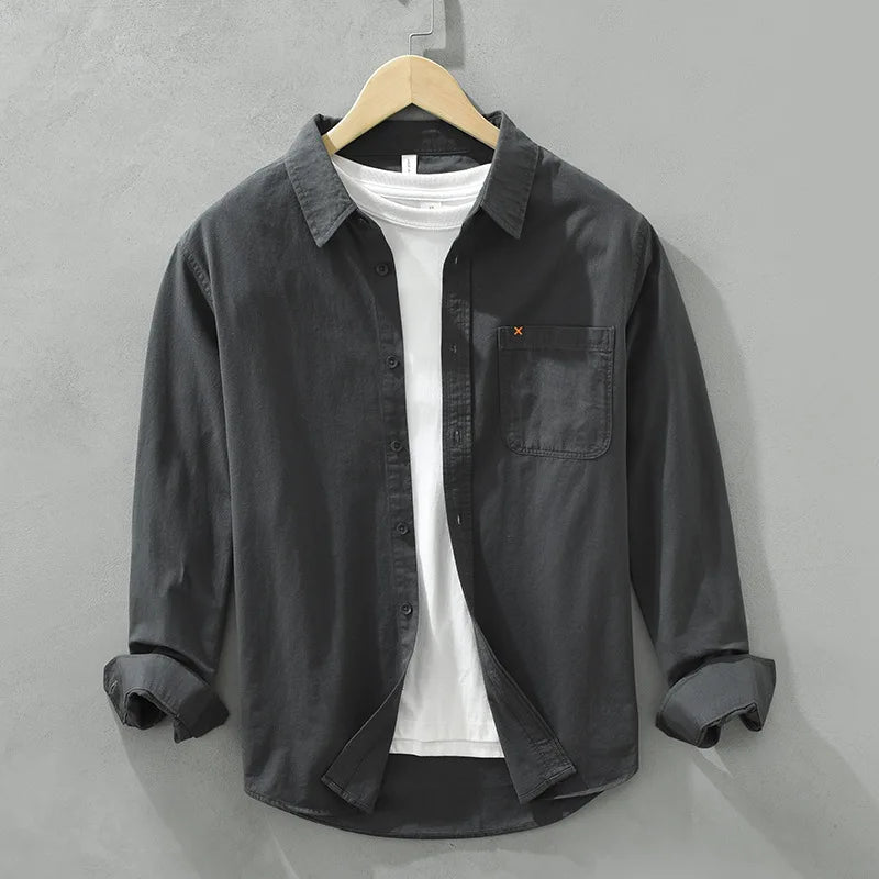 Men's 100% Cotton Long-Sleeve Casual Shirt – Japanese Loose Fit | 8 Colours | Minimalist Streetwear | Craftklart