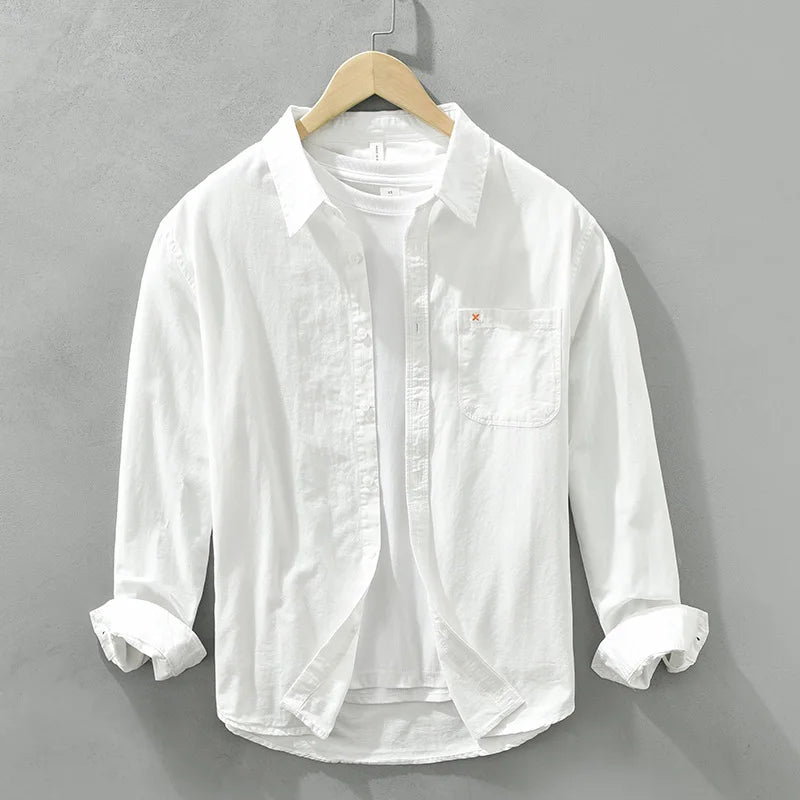 Men's 100% Cotton Long-Sleeve Casual Shirt – Japanese Loose Fit | 8 Colours | Minimalist Streetwear | Craftklart