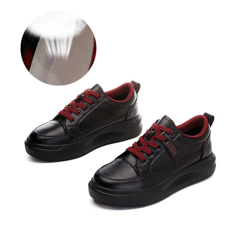Women's Leather Platform Sneakers – Lace-Up Casual Flat Shoes | Multi-Colour | Minimalist Streetwear | Craftklart