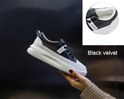 Women's Leather Platform Sneakers – Lace-Up Casual Flat Shoes | Multi-Colour | Minimalist Streetwear | Craftklart
