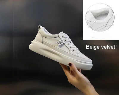Women's Leather Platform Sneakers – Lace-Up Casual Flat Shoes | Multi-Colour | Minimalist Streetwear | Craftklart