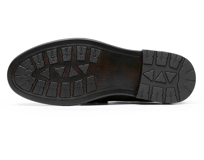 Men's genuine leather loafers by Craftklart Dropship, slip-on casual driving shoes in black and brown leather.