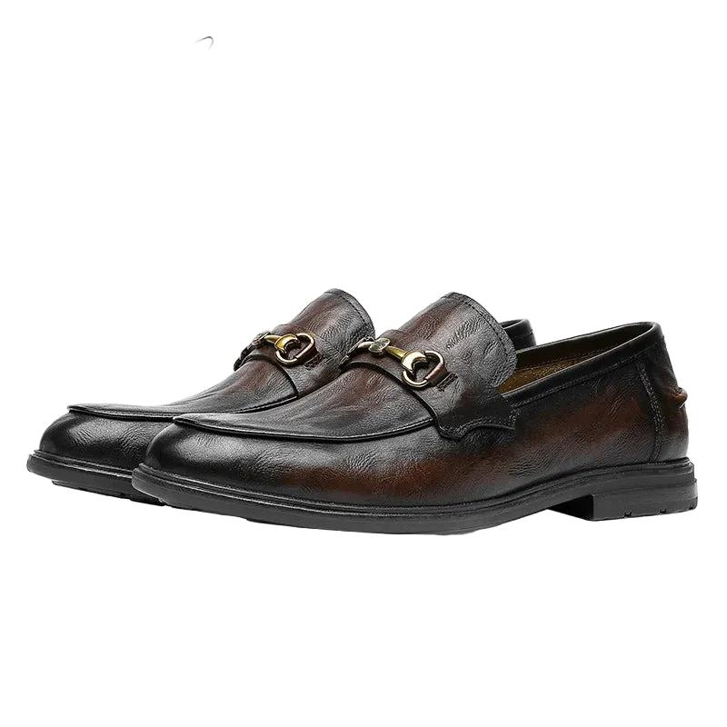 Men's genuine leather loafers from Craftklart Dropship, slip-on casual driving shoes in black and brown leather.